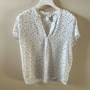 Joie Women’s White Black Ditsy Polka Dot Pullover Blouse Short Sleeve Size S/P